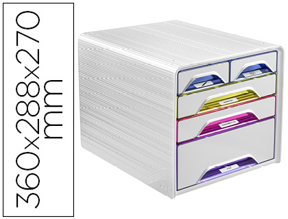 MODULE CLASSEMENT CEP SMOOVE 5 TIROIRS PANACHÉS INTERCHANGEABLES 360X288X270MM MULTICOLORIS