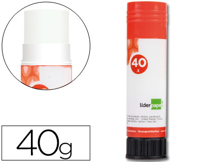 COLLE BLANCHE LIDERPAPEL ADHSIF HAUTE QUALIT GLISSEMENT MAXIMUM SCHAGE INSTANTAN UTILISATION SCOLAIRE BTON 40G
