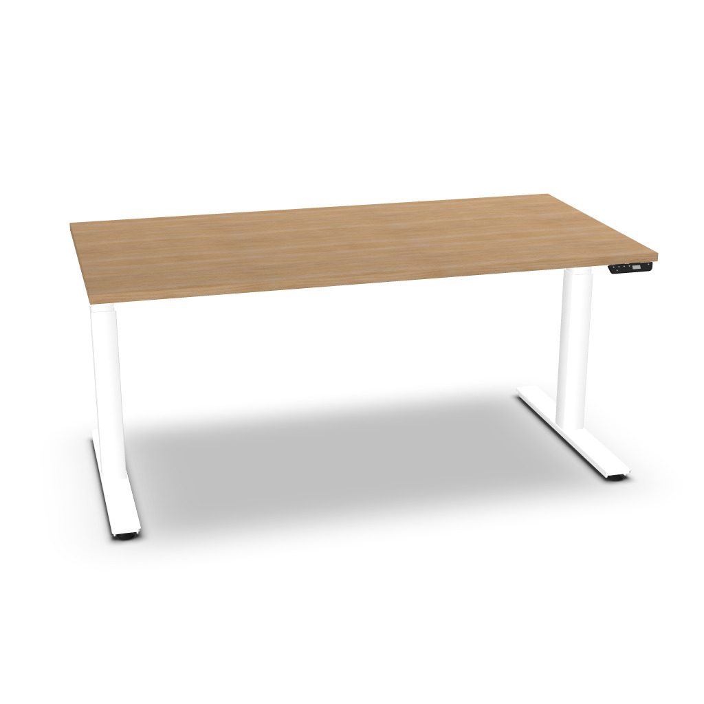 BUREAU ELECTRIQUE FLEX UP     160X80 CHENE CL PIEDS BLANCS  2 MOTEURS DT 7.93EHT EC